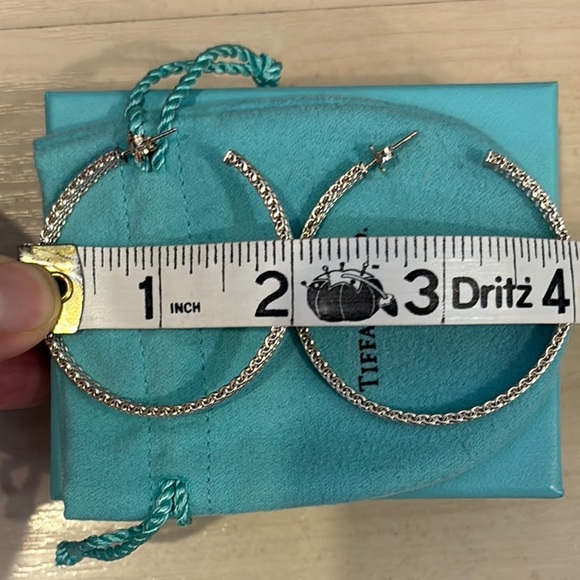 Tiffany & Co. .925 Sterling Silver Somerset Mesh XL Hoop Earrings